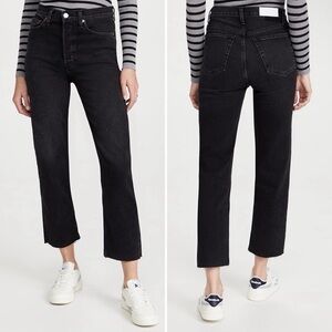 RE/DONE 70s High-Rise Stove Pipe Straight Leg Jeans in Black Wash, Women's 26/2
